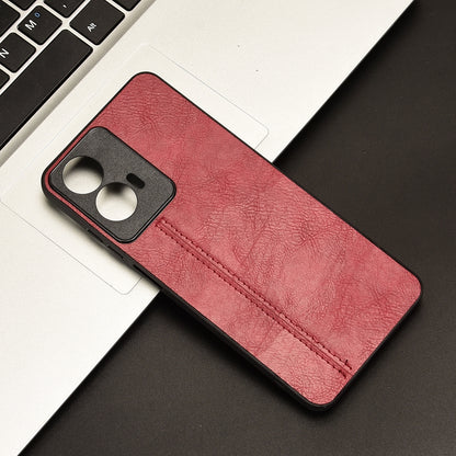 Motorola Moto G04 Cow Pattern Sewing Back Cover Phone Case - Premium PU Leather Texture PC + TPU Shockproof Protective Case, Scratch Resistant Slim Lightweight Anti-Fingerprint Full Coverage Mobile Cover