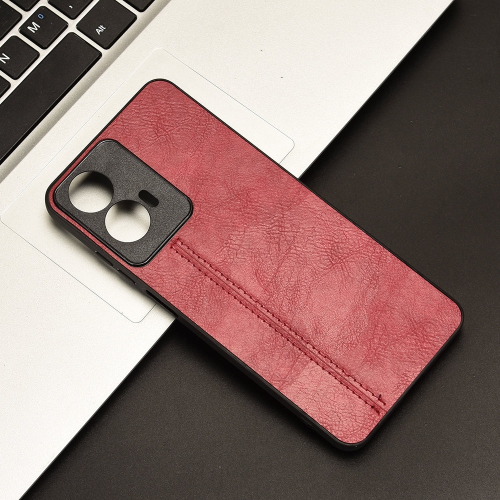Motorola Moto G24 Cow Pattern Sewing Back Cover Phone Case - Premium PU Leather Texture PC + TPU Shockproof Protective Case, Scratch Resistant Slim Lightweight Anti-Fingerprint Full Coverage Mobile Cover