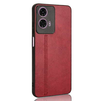 Motorola Moto G04 Cow Pattern Sewing Back Cover Phone Case - Premium PU Leather Texture PC + TPU Shockproof Protective Case, Scratch Resistant Slim Lightweight Anti-Fingerprint Full Coverage Mobile Cover