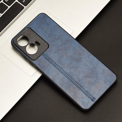 Motorola Moto G04 Cow Pattern Sewing Back Cover Phone Case - Premium PU Leather Texture PC + TPU Shockproof Protective Case, Scratch Resistant Slim Lightweight Anti-Fingerprint Full Coverage Mobile Cover