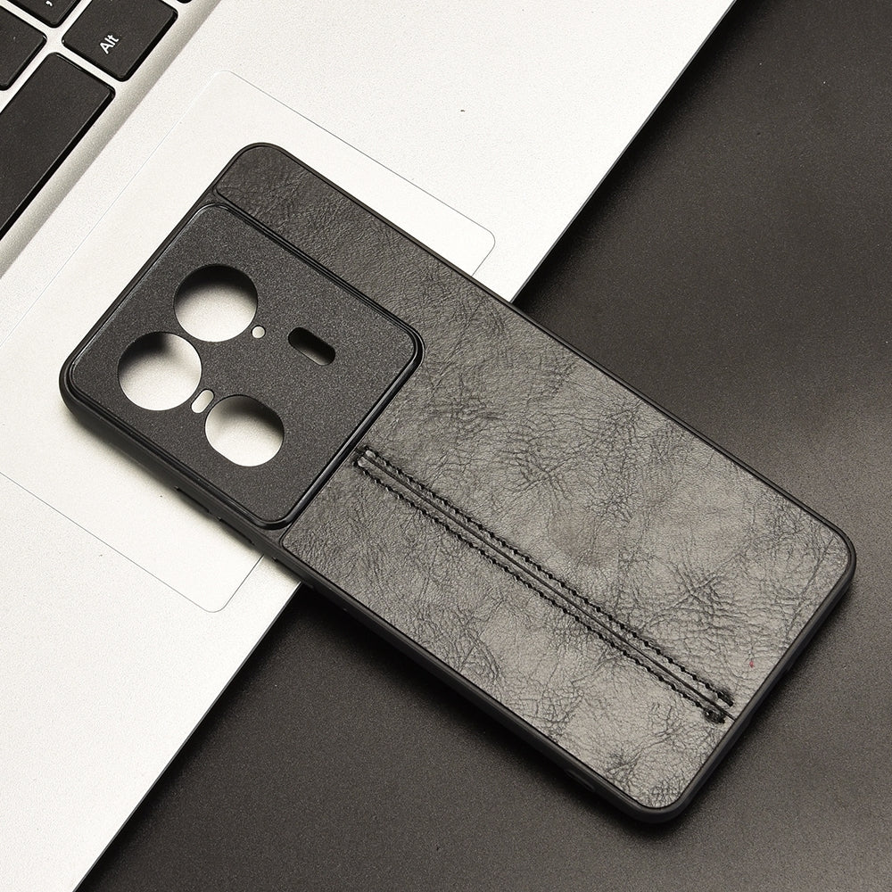 Motorola Edge 50 Ultra Cow Pattern Sewing Back Cover Phone Case - Premium PU Leather Texture PC + TPU Shockproof Protective Case, Scratch Resistant Slim Lightweight Anti-Fingerprint Full Coverage Mobile Cover