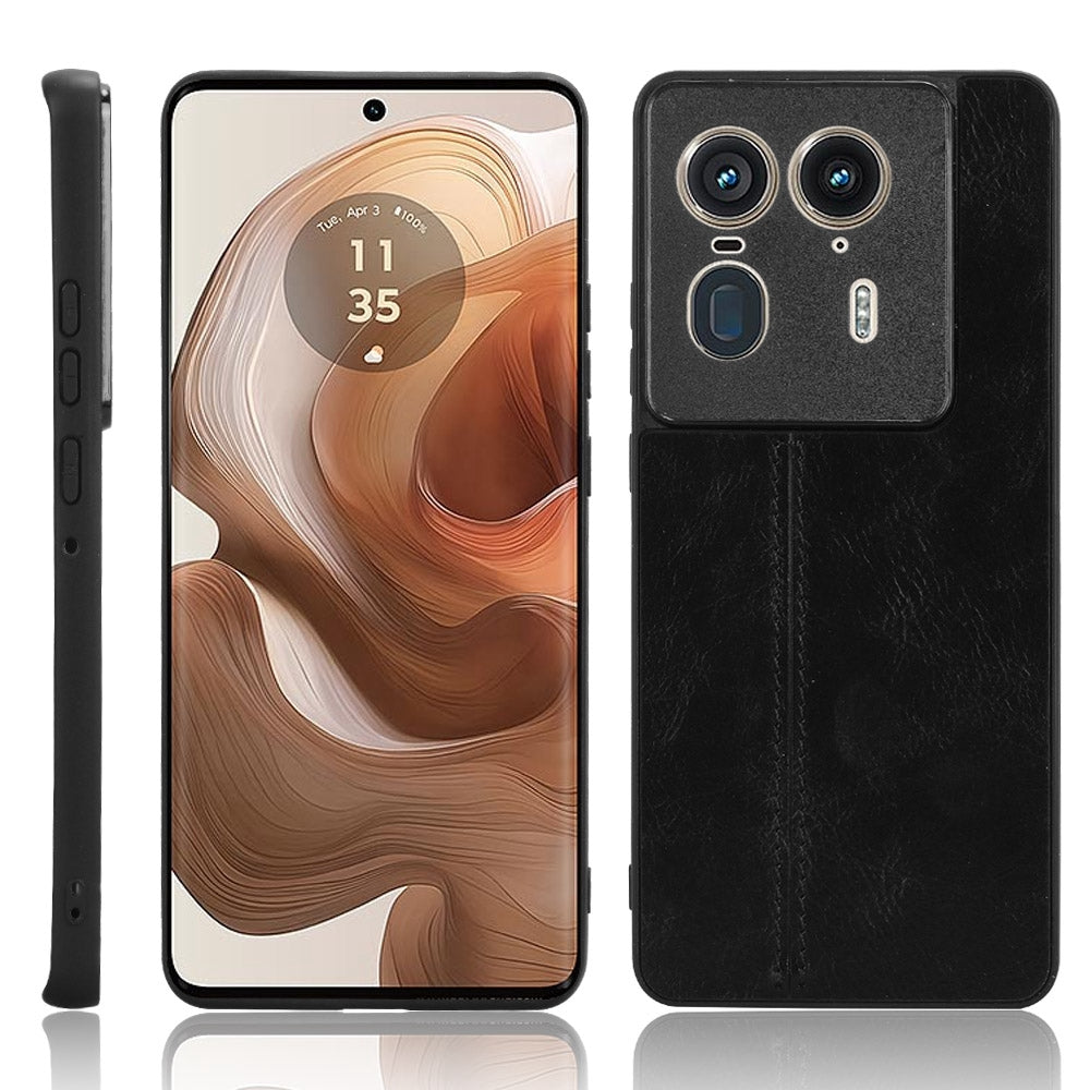 Motorola X50 Ultra Cow Pattern Sewing Back Cover Phone Case - Premium PU Leather Texture PC + TPU Shockproof Protective Case, Scratch Resistant Slim Lightweight Anti-Fingerprint Full Coverage Mobile Cover