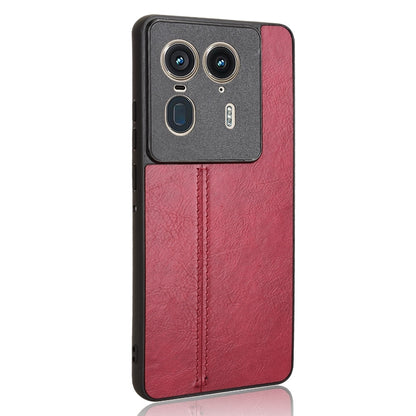 Motorola Edge 50 Ultra Cow Pattern Sewing Back Cover Phone Case - Premium PU Leather Texture PC + TPU Shockproof Protective Case, Scratch Resistant Slim Lightweight Anti-Fingerprint Full Coverage Mobile Cover