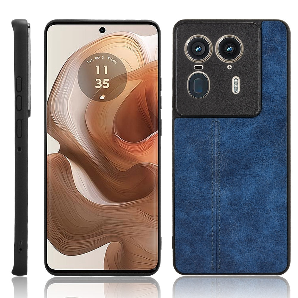 Motorola X50 Ultra Cow Pattern Sewing Back Cover Phone Case - Premium PU Leather Texture PC + TPU Shockproof Protective Case, Scratch Resistant Slim Lightweight Anti-Fingerprint Full Coverage Mobile Cover