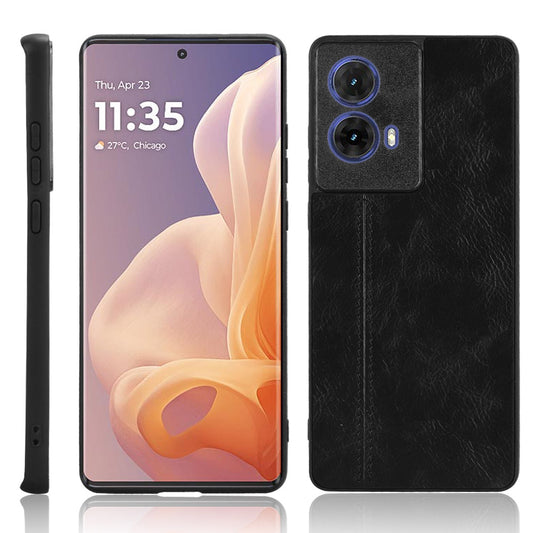 Motorola S50 Neo 5G Cow Pattern Sewing Back Cover Phone Case - Premium PU Leather Texture PC + TPU Shockproof Protective Case, Scratch Resistant Slim Lightweight Anti-Fingerprint Full Coverage Mobile Cover