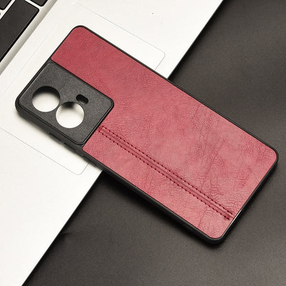 Motorola G85 5G Cow Pattern Sewing Back Cover Phone Case - Premium PU Leather Texture PC + TPU Shockproof Protective Case, Scratch Resistant Slim Lightweight Anti-Fingerprint Full Coverage Mobile Cover