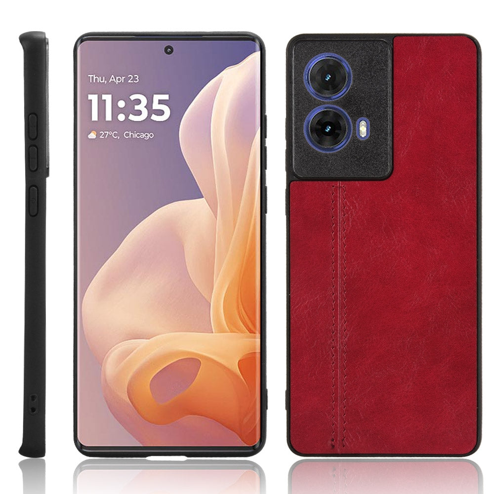 Motorola S50 Neo 5G Cow Pattern Sewing Back Cover Phone Case - Premium PU Leather Texture PC + TPU Shockproof Protective Case, Scratch Resistant Slim Lightweight Anti-Fingerprint Full Coverage Mobile Cover