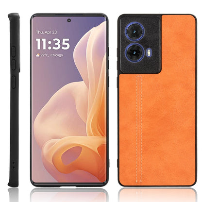 Motorola G85 5G Cow Pattern Sewing Back Cover Phone Case - Premium PU Leather Texture PC + TPU Shockproof Protective Case, Scratch Resistant Slim Lightweight Anti-Fingerprint Full Coverage Mobile Cover