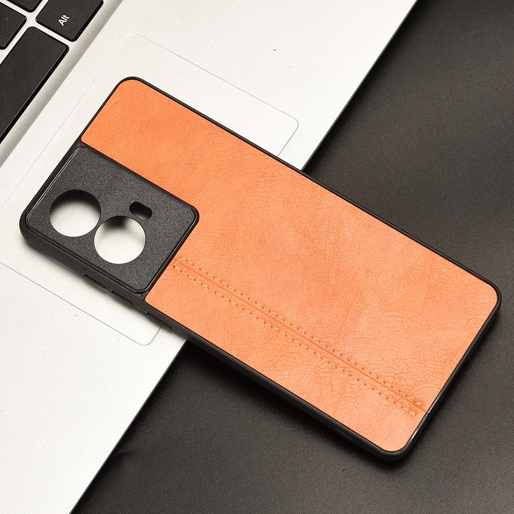 Motorola S50 Neo 5G Cow Pattern Sewing Back Cover Phone Case - Premium PU Leather Texture PC + TPU Shockproof Protective Case, Scratch Resistant Slim Lightweight Anti-Fingerprint Full Coverage Mobile Cover