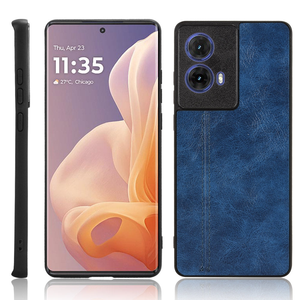 Motorola S50 Neo 5G Cow Pattern Sewing Back Cover Phone Case - Premium PU Leather Texture PC + TPU Shockproof Protective Case, Scratch Resistant Slim Lightweight Anti-Fingerprint Full Coverage Mobile Cover