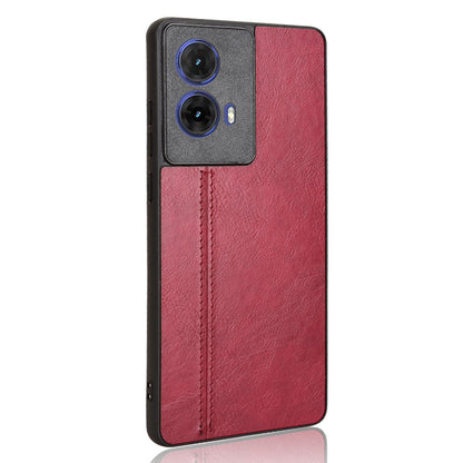 Motorola Edge 50 Fusion Cow Pattern Sewing Back Cover Phone Case - Premium PU Leather Texture PC + TPU Shockproof Protective Case, Scratch Resistant Slim Lightweight Anti-Fingerprint Full Coverage Mobile Cover
