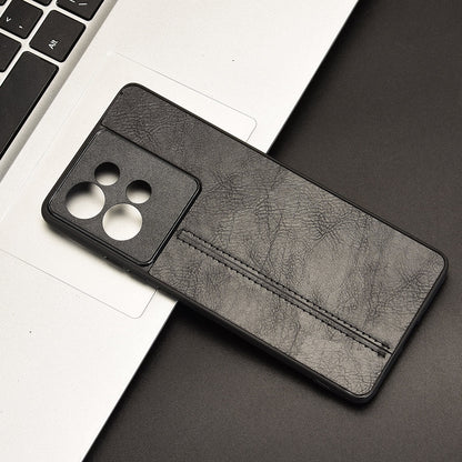 Motorola Edge 50 Cow Pattern Sewing Back Cover Phone Case - Premium PU Leather Texture PC + TPU Shockproof Protective Case, Scratch Resistant Slim Lightweight Anti-Fingerprint Full Coverage Mobile Cover