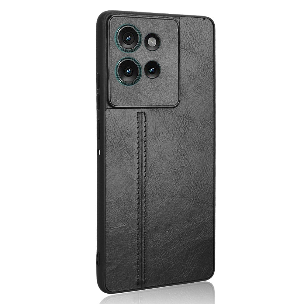 Motorola Edge 50 Cow Pattern Sewing Back Cover Phone Case - Premium PU Leather Texture PC + TPU Shockproof Protective Case, Scratch Resistant Slim Lightweight Anti-Fingerprint Full Coverage Mobile Cover