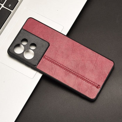 Motorola Edge 50 Cow Pattern Sewing Back Cover Phone Case - Premium PU Leather Texture PC + TPU Shockproof Protective Case, Scratch Resistant Slim Lightweight Anti-Fingerprint Full Coverage Mobile Cover