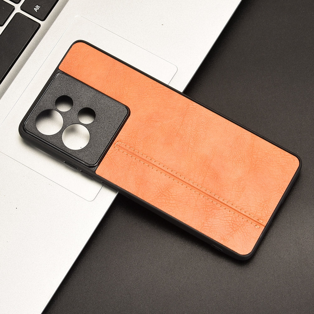 Motorola Edge 50 Cow Pattern Sewing Back Cover Phone Case - Premium PU Leather Texture PC + TPU Shockproof Protective Case, Scratch Resistant Slim Lightweight Anti-Fingerprint Full Coverage Mobile Cover
