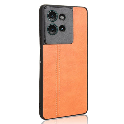 Motorola Edge 50 Cow Pattern Sewing Back Cover Phone Case - Premium PU Leather Texture PC + TPU Shockproof Protective Case, Scratch Resistant Slim Lightweight Anti-Fingerprint Full Coverage Mobile Cover
