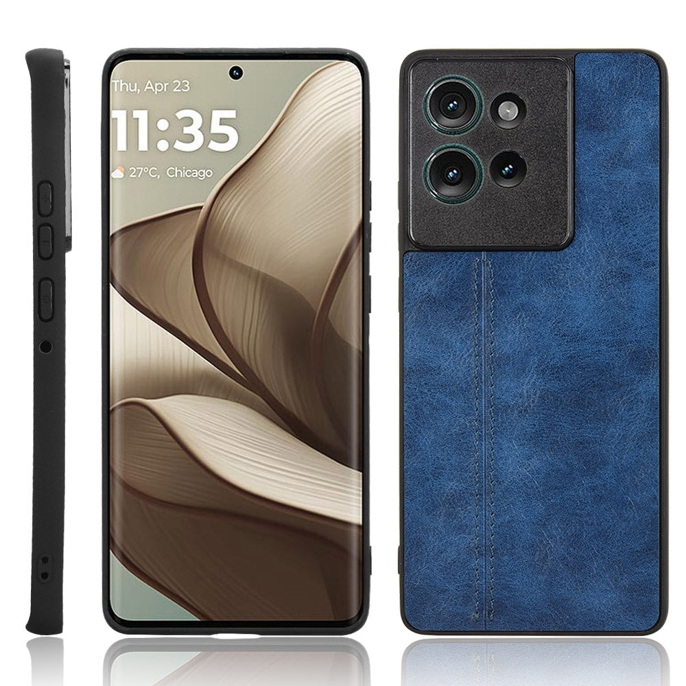 Motorola Edge 50 Cow Pattern Sewing Back Cover Phone Case - Premium PU Leather Texture PC + TPU Shockproof Protective Case, Scratch Resistant Slim Lightweight Anti-Fingerprint Full Coverage Mobile Cover
