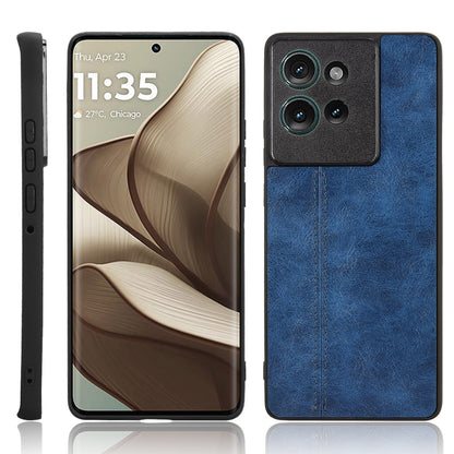 Motorola Edge 50 Cow Pattern Sewing Back Cover Phone Case - Premium PU Leather Texture PC + TPU Shockproof Protective Case, Scratch Resistant Slim Lightweight Anti-Fingerprint Full Coverage Mobile Cover