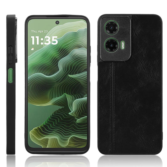 Motorola Moto G35 5G Cow Pattern Sewing Back Cover Phone Case - Premium PU Leather Texture PC + TPU Shockproof Protective Case, Scratch Resistant Slim Lightweight Anti-Fingerprint Full Coverage Mobile Cover