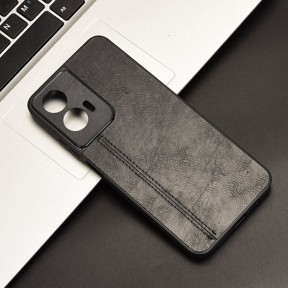 Motorola Moto G35 5G Cow Pattern Sewing Back Cover Phone Case - Premium PU Leather Texture PC + TPU Shockproof Protective Case, Scratch Resistant Slim Lightweight Anti-Fingerprint Full Coverage Mobile Cover