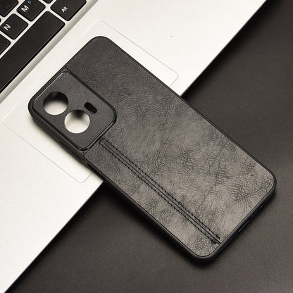 Motorola Moto G35 5G Cow Pattern Sewing Back Cover Phone Case - Premium PU Leather Texture PC + TPU Shockproof Protective Case, Scratch Resistant Slim Lightweight Anti-Fingerprint Full Coverage Mobile Cover