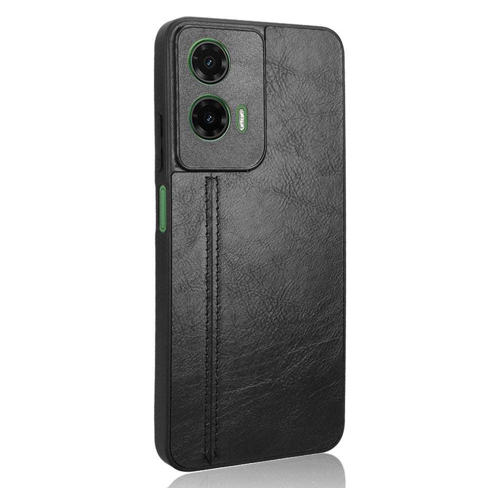 Motorola Moto G35 5G Cow Pattern Sewing Back Cover Phone Case - Premium PU Leather Texture PC + TPU Shockproof Protective Case, Scratch Resistant Slim Lightweight Anti-Fingerprint Full Coverage Mobile Cover