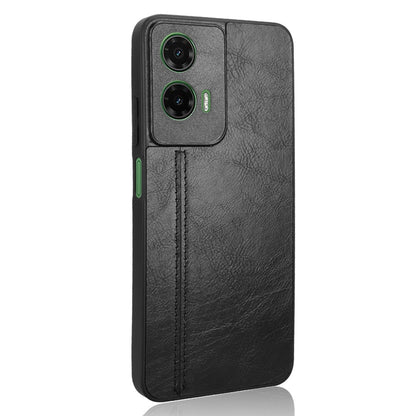 Motorola Moto G35 5G Cow Pattern Sewing Back Cover Phone Case - Premium PU Leather Texture PC + TPU Shockproof Protective Case, Scratch Resistant Slim Lightweight Anti-Fingerprint Full Coverage Mobile Cover