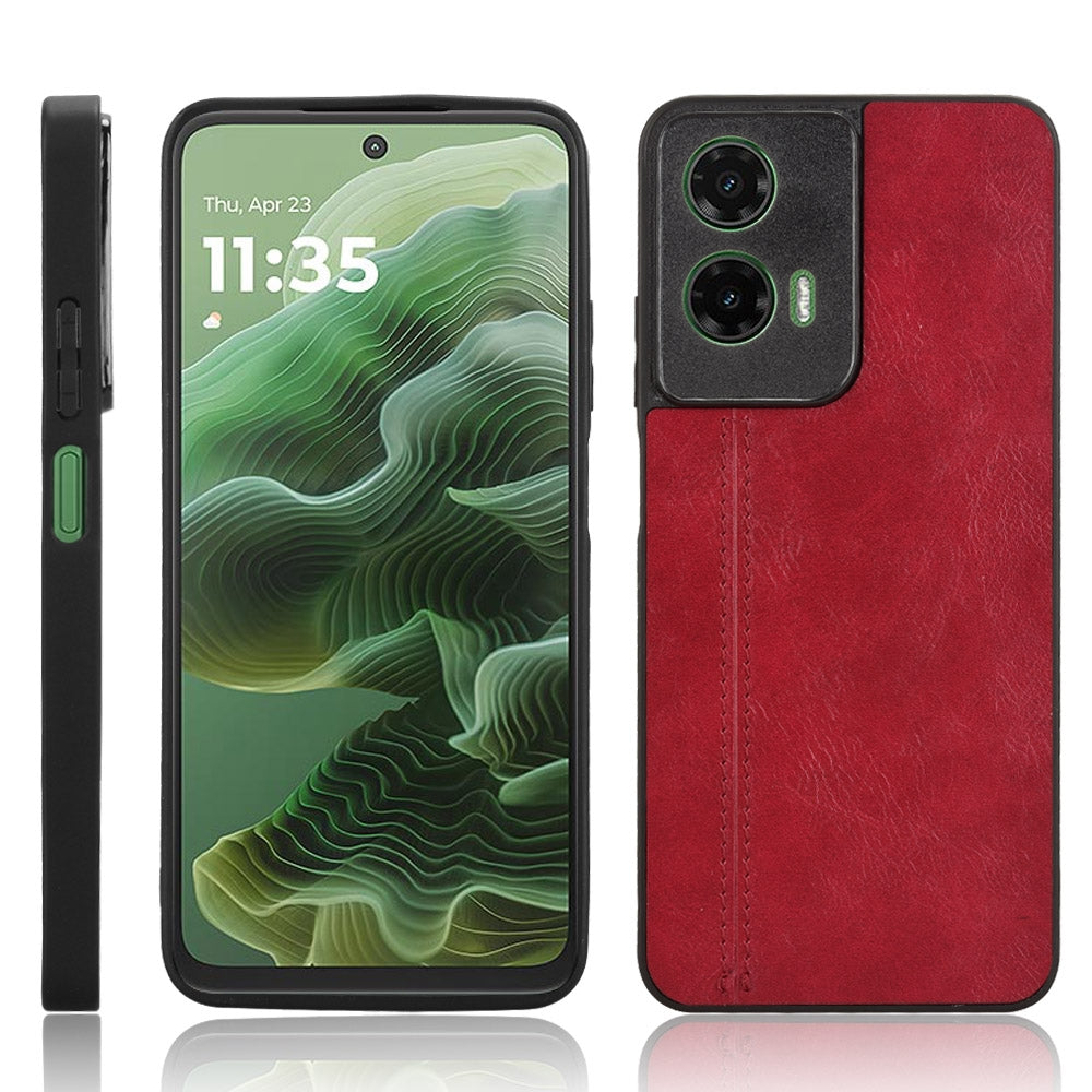 Motorola Moto G35 5G Cow Pattern Sewing Back Cover Phone Case - Premium PU Leather Texture PC + TPU Shockproof Protective Case, Scratch Resistant Slim Lightweight Anti-Fingerprint Full Coverage Mobile Cover
