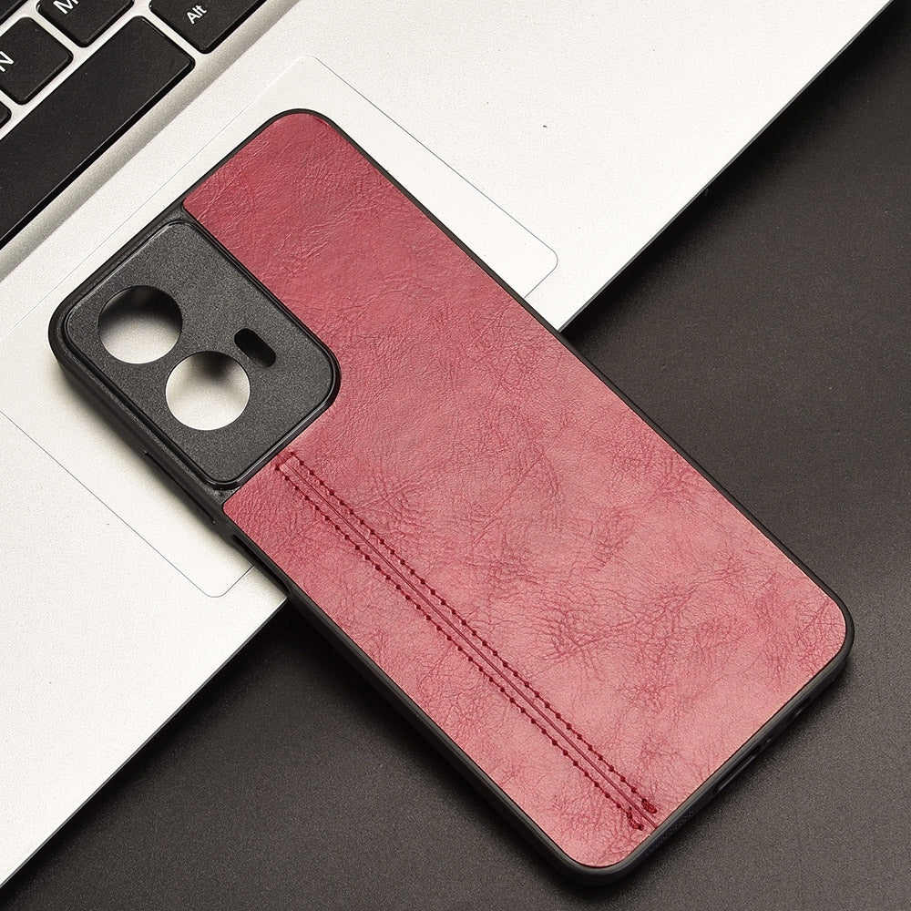 Motorola Moto G35 5G Cow Pattern Sewing Back Cover Phone Case - Premium PU Leather Texture PC + TPU Shockproof Protective Case, Scratch Resistant Slim Lightweight Anti-Fingerprint Full Coverage Mobile Cover