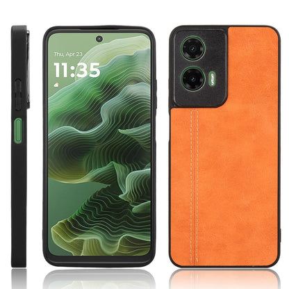 Motorola Moto G35 5G Cow Pattern Sewing Back Cover Phone Case - Premium PU Leather Texture PC + TPU Shockproof Protective Case, Scratch Resistant Slim Lightweight Anti-Fingerprint Full Coverage Mobile Cover