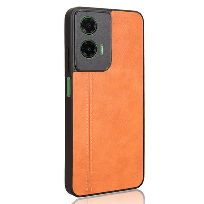 Motorola Moto G35 5G Cow Pattern Sewing Back Cover Phone Case - Premium PU Leather Texture PC + TPU Shockproof Protective Case, Scratch Resistant Slim Lightweight Anti-Fingerprint Full Coverage Mobile Cover