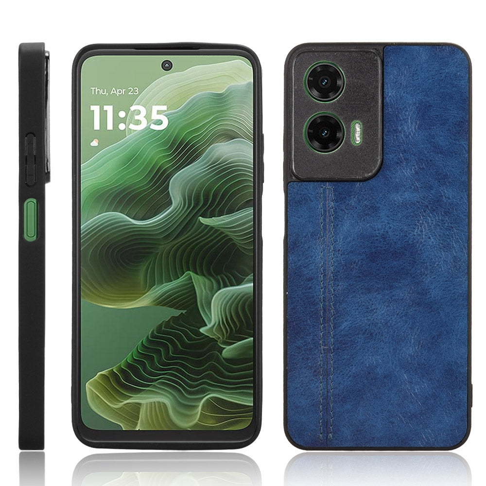 Motorola Moto G35 5G Cow Pattern Sewing Back Cover Phone Case - Premium PU Leather Texture PC + TPU Shockproof Protective Case, Scratch Resistant Slim Lightweight Anti-Fingerprint Full Coverage Mobile Cover