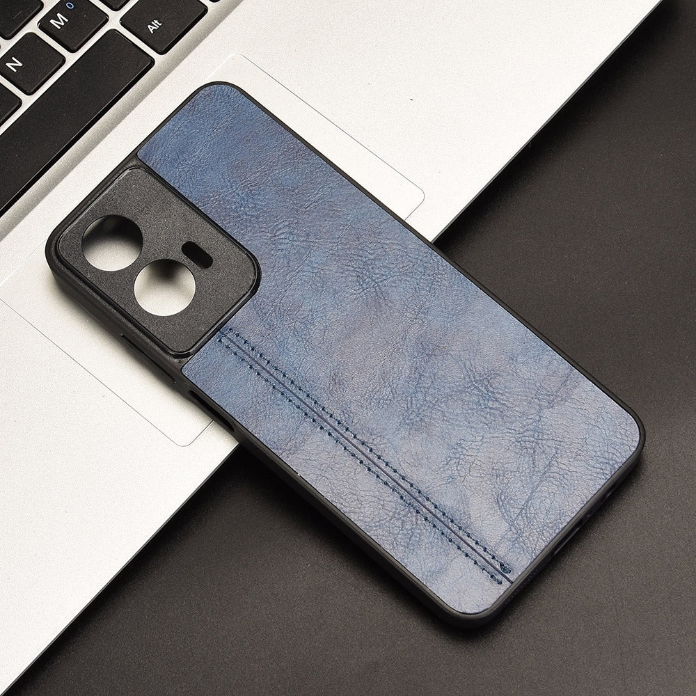 Motorola Moto G35 5G Cow Pattern Sewing Back Cover Phone Case - Premium PU Leather Texture PC + TPU Shockproof Protective Case, Scratch Resistant Slim Lightweight Anti-Fingerprint Full Coverage Mobile Cover