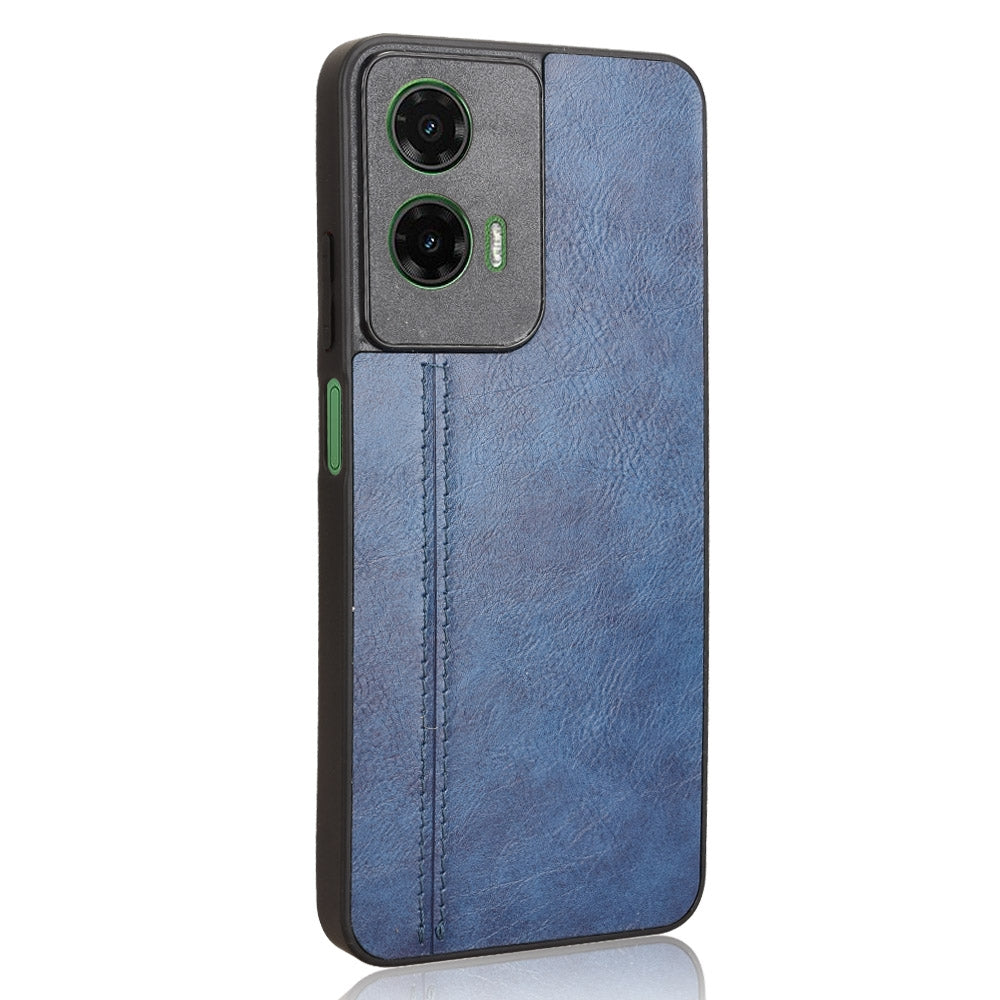 Motorola Moto G35 5G Cow Pattern Sewing Back Cover Phone Case - Premium PU Leather Texture PC + TPU Shockproof Protective Case, Scratch Resistant Slim Lightweight Anti-Fingerprint Full Coverage Mobile Cover