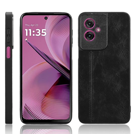 Motorola Moto G55 5G Cow Pattern Sewing Back Cover Phone Case - Premium PU Leather Texture PC + TPU Shockproof Protective Case, Scratch Resistant Slim Lightweight Anti-Fingerprint Full Coverage Mobile Cover