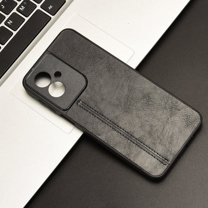 Motorola Moto G55 5G Cow Pattern Sewing Back Cover Phone Case - Premium PU Leather Texture PC + TPU Shockproof Protective Case, Scratch Resistant Slim Lightweight Anti-Fingerprint Full Coverage Mobile Cover