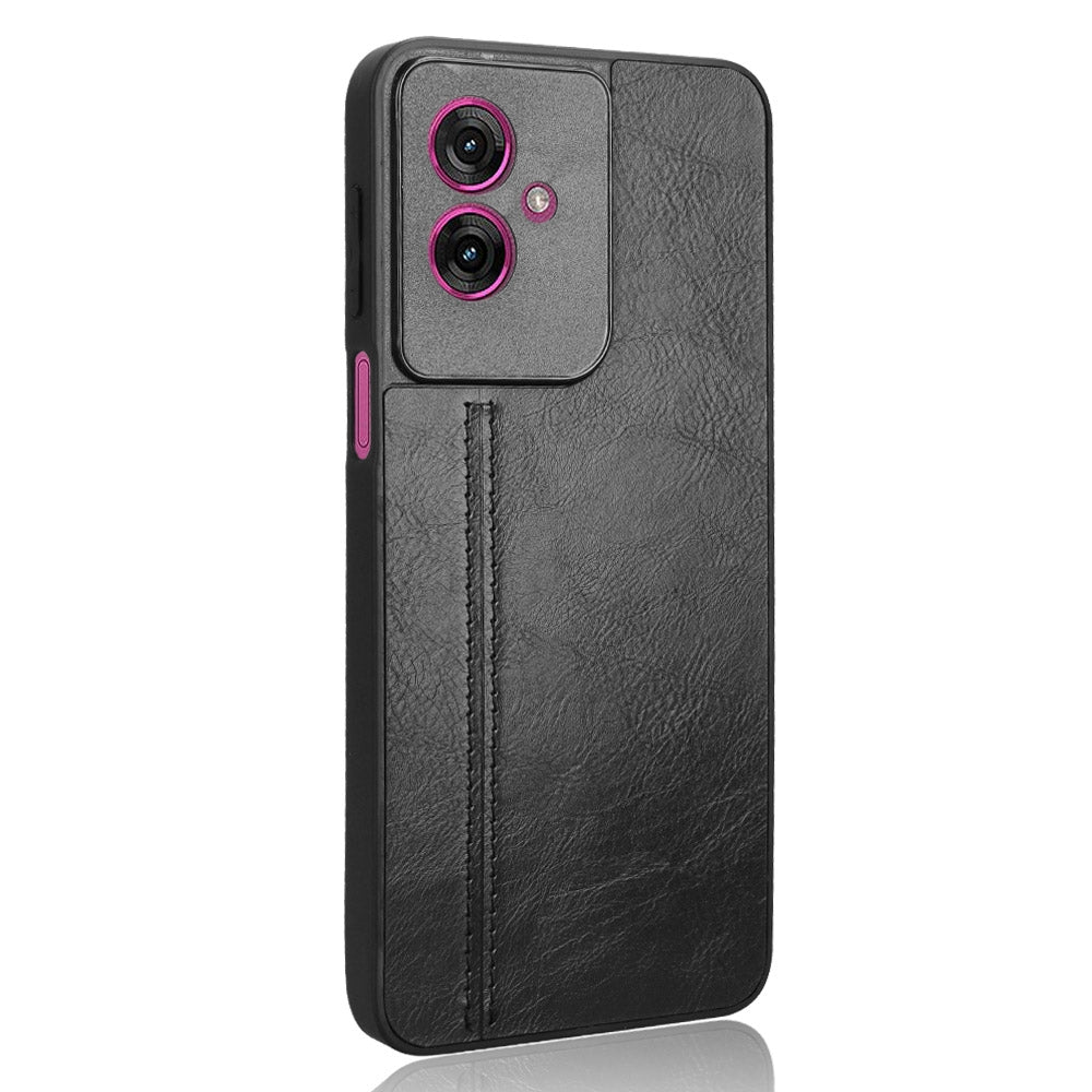 Motorola Moto G55 5G Cow Pattern Sewing Back Cover Phone Case - Premium PU Leather Texture PC + TPU Shockproof Protective Case, Scratch Resistant Slim Lightweight Anti-Fingerprint Full Coverage Mobile Cover