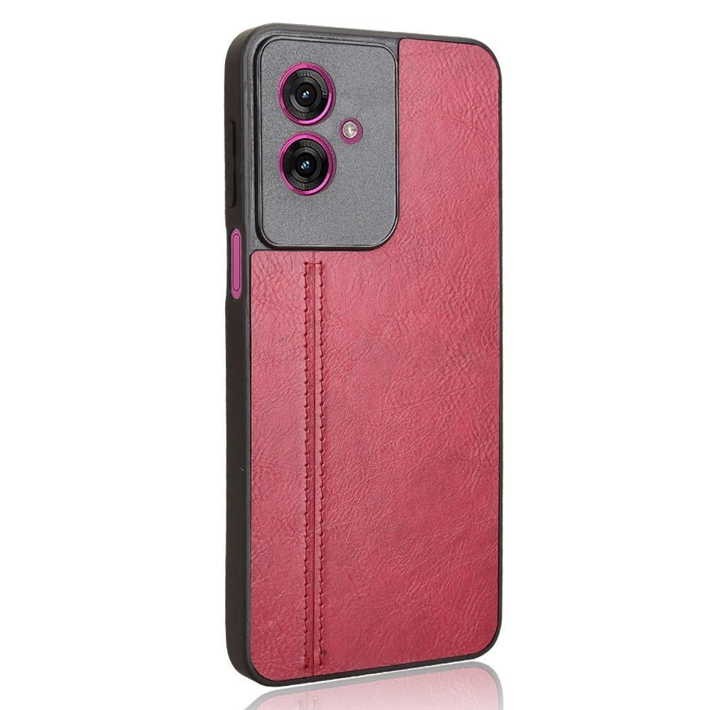 Motorola Moto G55 5G Cow Pattern Sewing Back Cover Phone Case - Premium PU Leather Texture PC + TPU Shockproof Protective Case, Scratch Resistant Slim Lightweight Anti-Fingerprint Full Coverage Mobile Cover