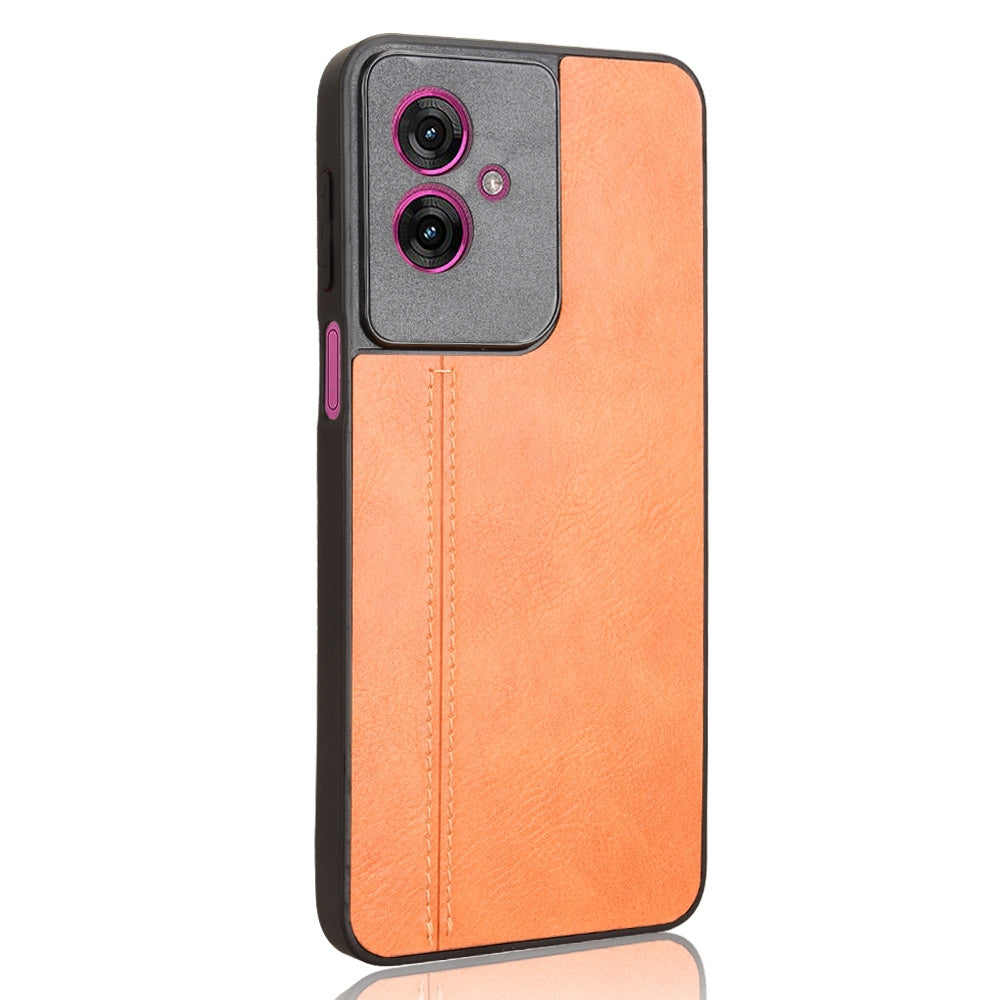 Motorola Moto G55 5G Cow Pattern Sewing Back Cover Phone Case - Premium PU Leather Texture PC + TPU Shockproof Protective Case, Scratch Resistant Slim Lightweight Anti-Fingerprint Full Coverage Mobile Cover