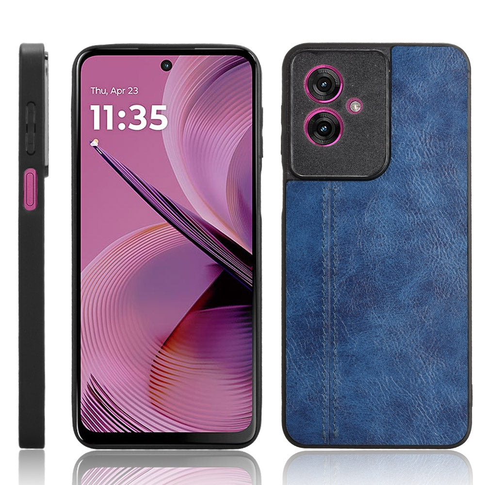 Motorola Moto G55 5G Cow Pattern Sewing Back Cover Phone Case - Premium PU Leather Texture PC + TPU Shockproof Protective Case, Scratch Resistant Slim Lightweight Anti-Fingerprint Full Coverage Mobile Cover
