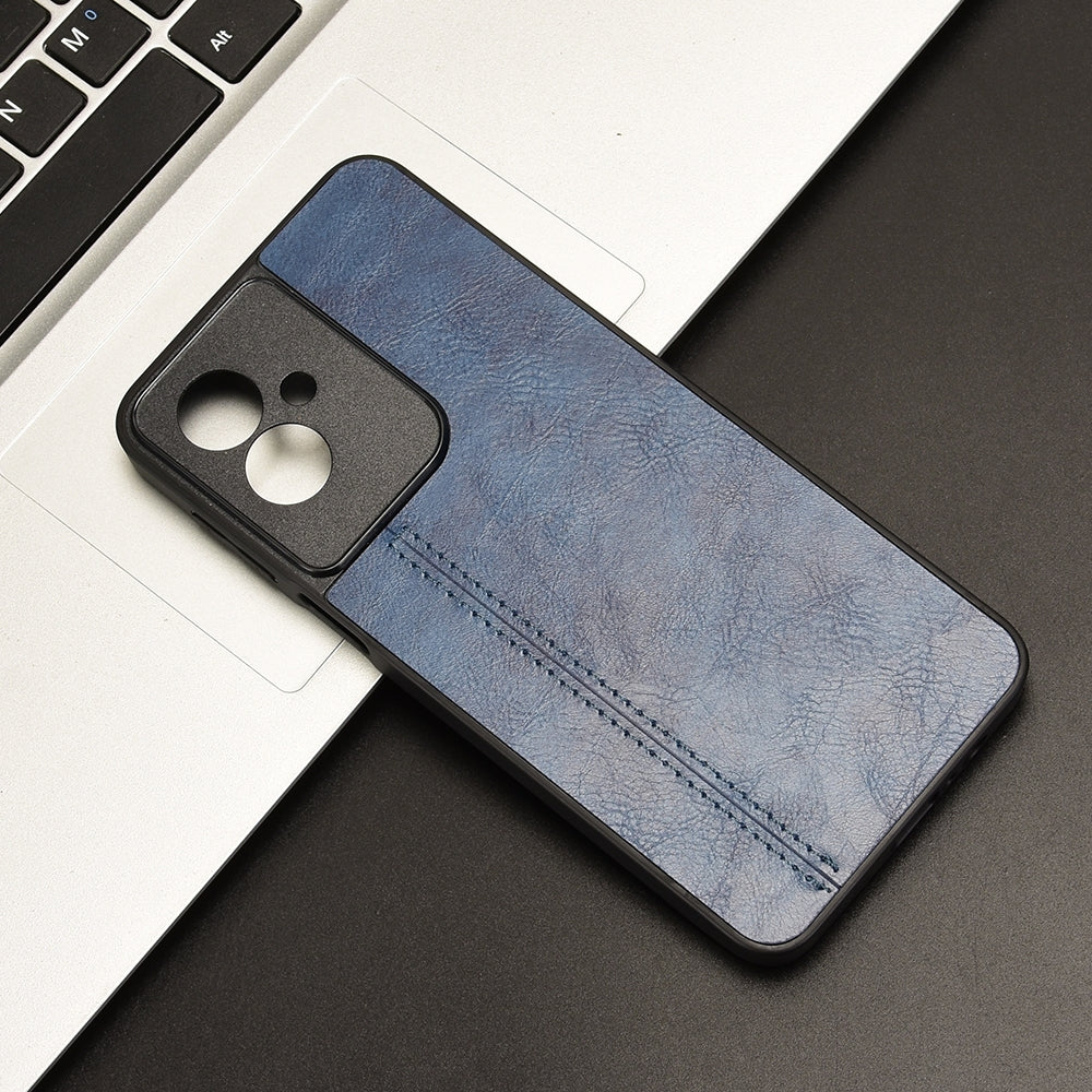Motorola Moto G55 5G Cow Pattern Sewing Back Cover Phone Case - Premium PU Leather Texture PC + TPU Shockproof Protective Case, Scratch Resistant Slim Lightweight Anti-Fingerprint Full Coverage Mobile Cover