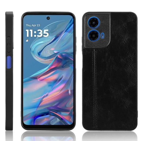 Motorola Moto G45 5G Cow Pattern Sewing Back Cover Phone Case - Premium PU Leather Texture PC + TPU Shockproof Protective Case, Scratch Resistant Slim Lightweight Anti-Fingerprint Full Coverage Mobile Cover