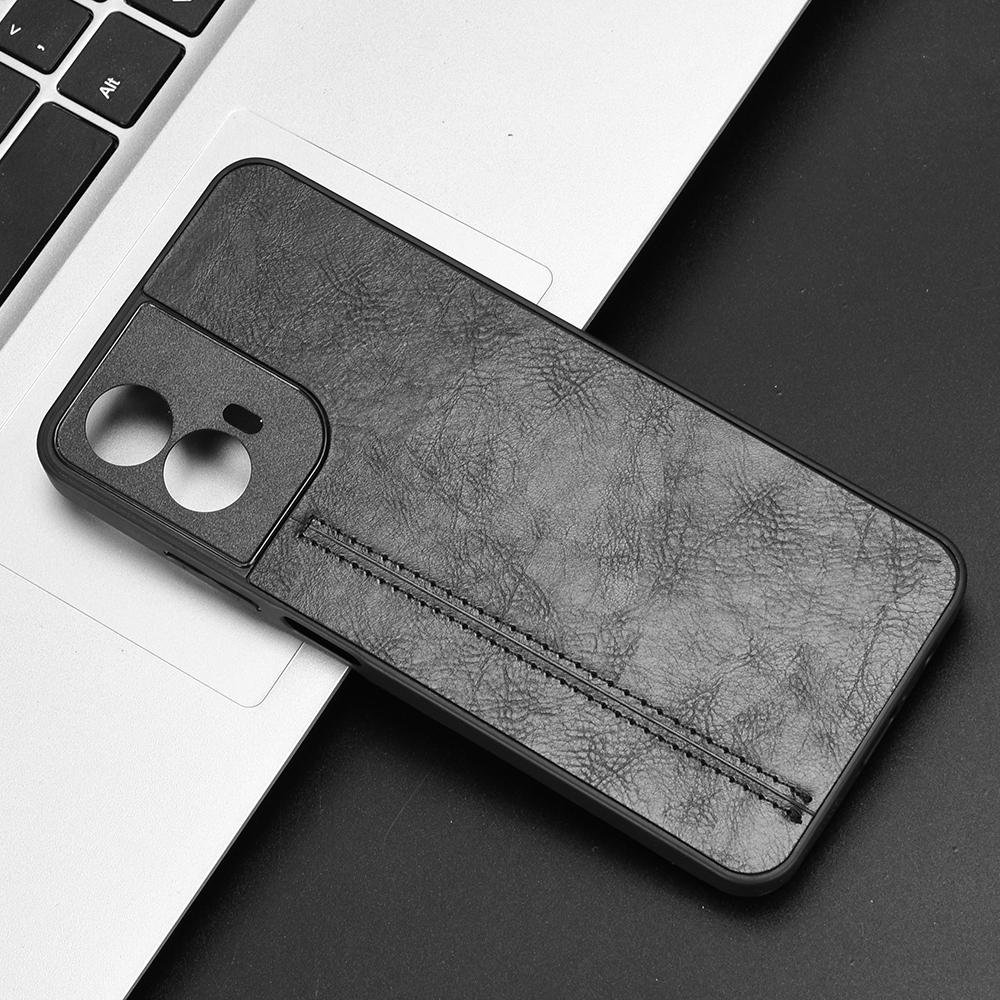 Motorola Moto G45 5G Cow Pattern Sewing Back Cover Phone Case - Premium PU Leather Texture PC + TPU Shockproof Protective Case, Scratch Resistant Slim Lightweight Anti-Fingerprint Full Coverage Mobile Cover