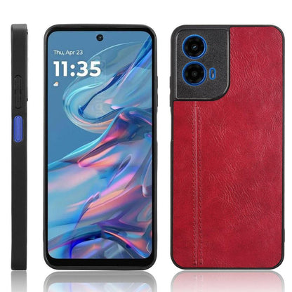 Motorola Moto G45 5G Cow Pattern Sewing Back Cover Phone Case - Premium PU Leather Texture PC + TPU Shockproof Protective Case, Scratch Resistant Slim Lightweight Anti-Fingerprint Full Coverage Mobile Cover