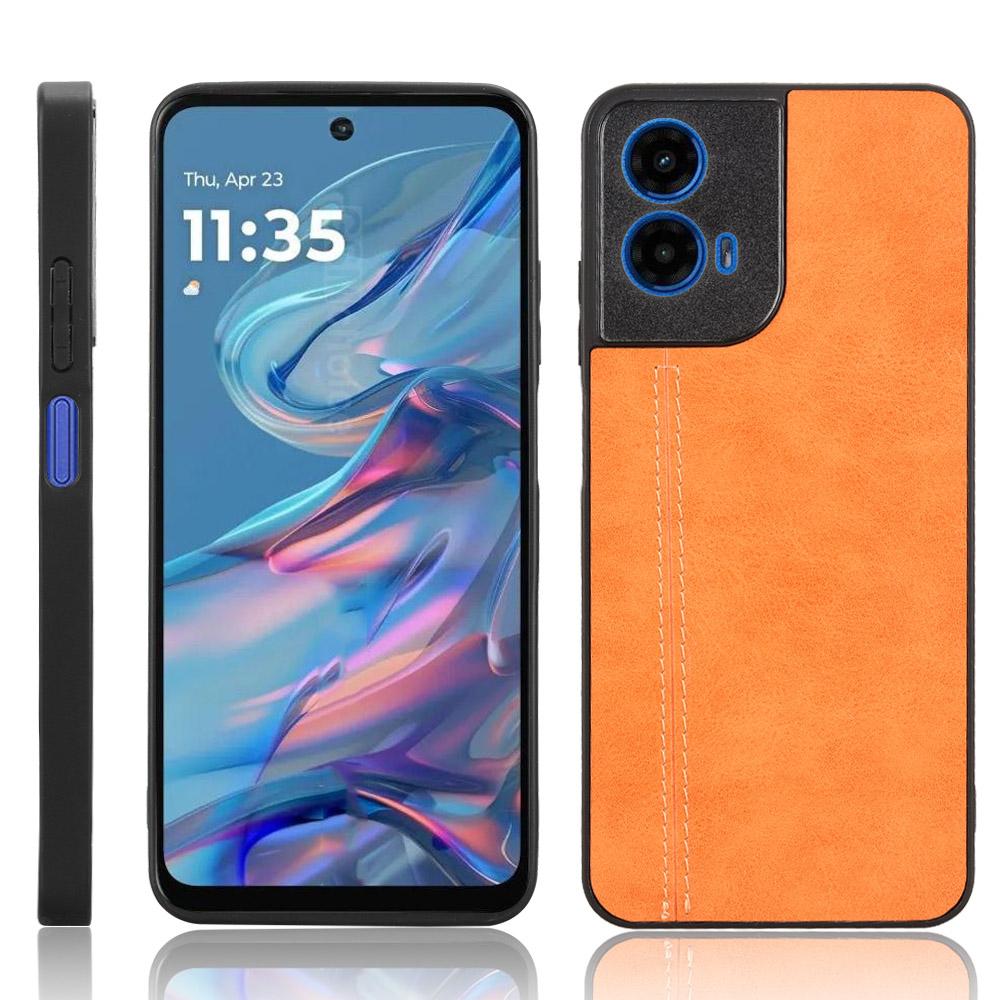 Motorola Moto G45 5G Cow Pattern Sewing Back Cover Phone Case - Premium PU Leather Texture PC + TPU Shockproof Protective Case, Scratch Resistant Slim Lightweight Anti-Fingerprint Full Coverage Mobile Cover