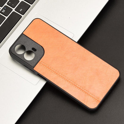Motorola Moto G45 5G Cow Pattern Sewing Back Cover Phone Case - Premium PU Leather Texture PC + TPU Shockproof Protective Case, Scratch Resistant Slim Lightweight Anti-Fingerprint Full Coverage Mobile Cover