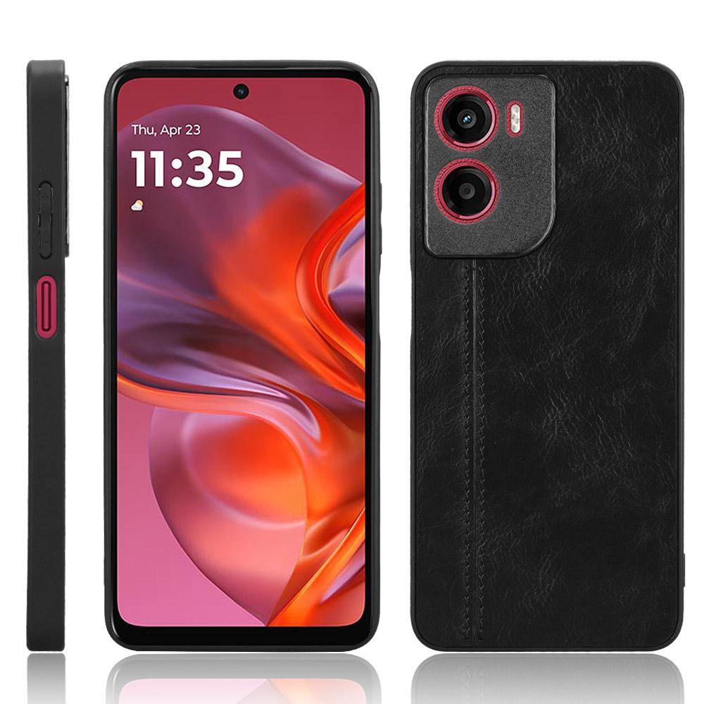 Motorola Moto G05 Cow Pattern Sewing Back Cover Phone Case - Premium PU Leather Texture PC + TPU Shockproof Protective Case, Scratch Resistant Slim Lightweight Anti-Fingerprint Full Coverage Mobile Cover