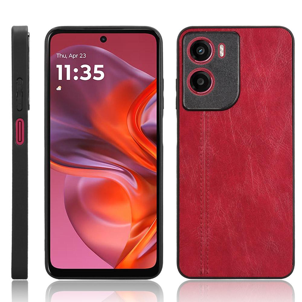 Motorola Moto G05 Cow Pattern Sewing Back Cover Phone Case - Premium PU Leather Texture PC + TPU Shockproof Protective Case, Scratch Resistant Slim Lightweight Anti-Fingerprint Full Coverage Mobile Cover
