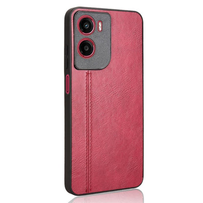 Motorola Moto E15 Cow Pattern Sewing Back Cover Phone Case - Premium PU Leather Texture PC + TPU Shockproof Protective Case, Scratch Resistant Slim Lightweight Anti-Fingerprint Full Coverage Mobile Cover