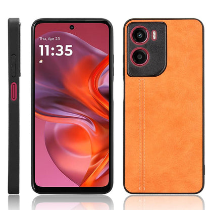 Motorola Moto G05 Cow Pattern Sewing Back Cover Phone Case - Premium PU Leather Texture PC + TPU Shockproof Protective Case, Scratch Resistant Slim Lightweight Anti-Fingerprint Full Coverage Mobile Cover